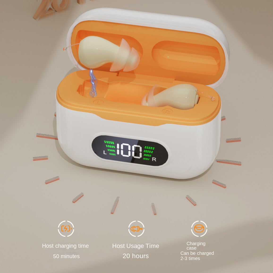 New CIC Hearing Aid Sound Amplifier with UV Charging Case and Sound Collector Accessories