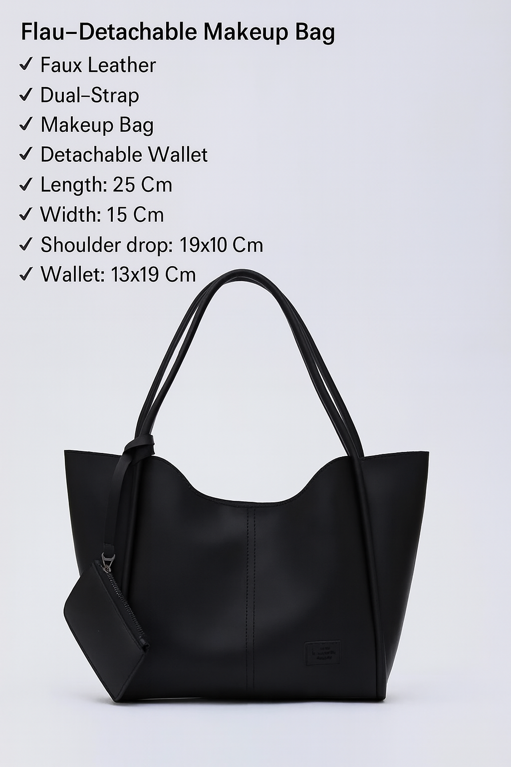 Black SHK108 faux leather women hand shoulder bag with wallet makeup